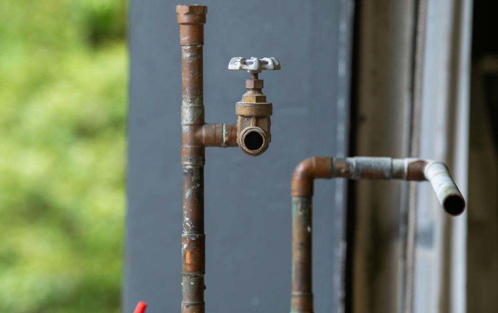 Aging copper supply lines with a corroded gate valve