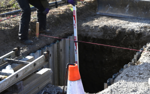 Excavation for sewage ejector pump