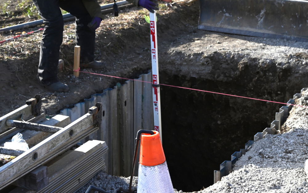 Excavation for sewage ejector pump