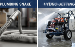 Plumbing snake and hydro-jetting