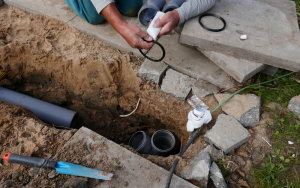 Excavation for pipe change